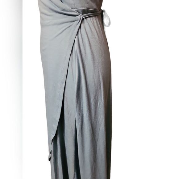 Blue Ruffled V Neck Style Wrap Dress Size Med New With Tags - Picture 4 of 11